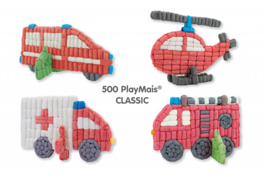 Playmais Fun to Play Firetruck Craft Set for Children from 3 Years I Educational Toy with More Than 500, 4 templates & Instructions I Natural Toy I Promotes Creativity & fine Motor Skills