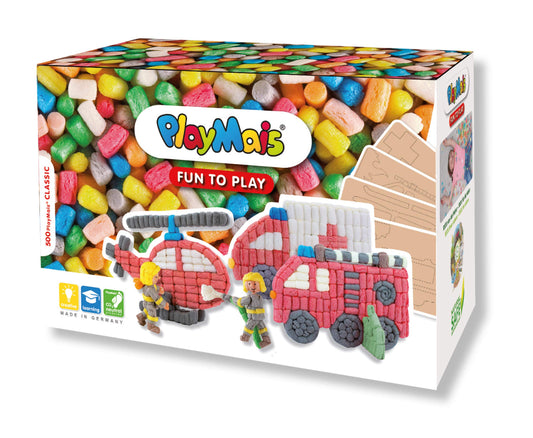 Playmais Fun to Play Firetruck Craft Set for Children from 3 Years I Educational Toy with More Than 500, 4 templates & Instructions I Natural Toy I Promotes Creativity & fine Motor Skills