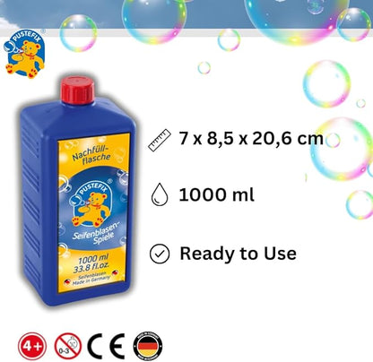 33.8 oz Refill Bottle of Pustefix Liquid Bubble Blowing Soap Solution, 1000ml